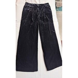 LOFT The Peyton Trouser Velvet Wide Leg Pants Women's 10P Black